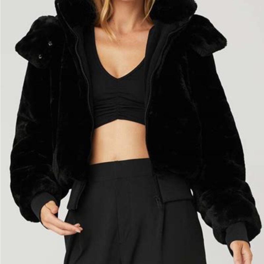 Alo Yoga Black Faux Fur Foxy Jacket